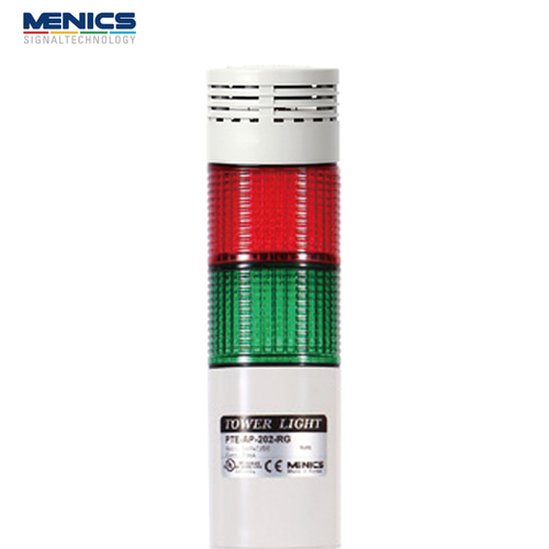 메닉스 56파이 LED 타워등 점등 부저 2단 AC 90-240V PTE-APB-2FF-RG